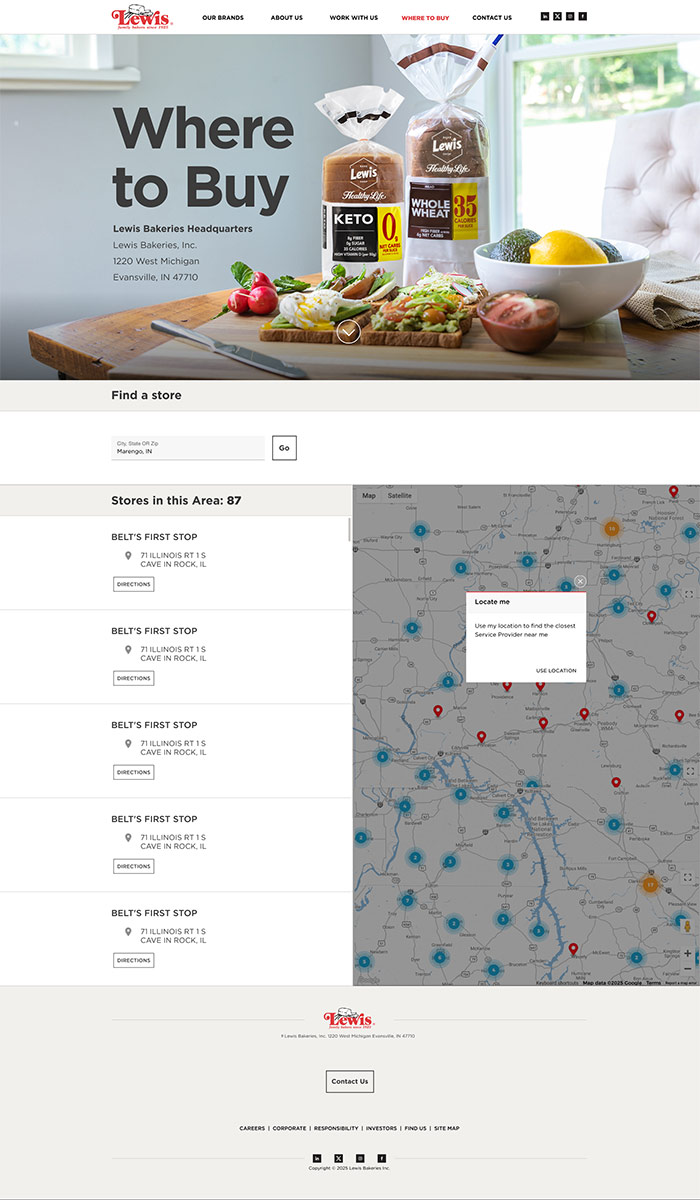 Lewis Bakeries interior page