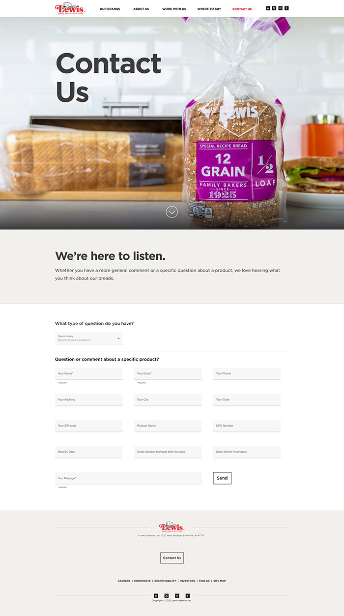 Lewis Bakeries interior page